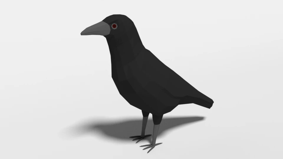 low poly cartoon crow 3D Model .c4d .max .obj .3ds .fbx .stl .blend