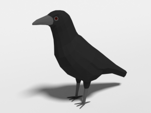 low poly cartoon crow 3D Model