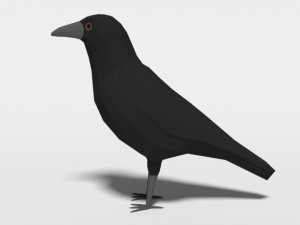 low poly cartoon crow Modèle 3D