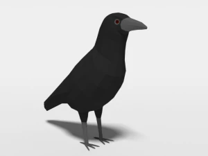 low poly cartoon crow 3D Model