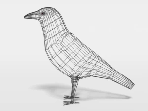 low poly cartoon crow 3D Model