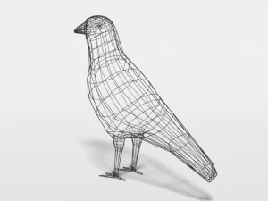 low poly cartoon crow 3D Model