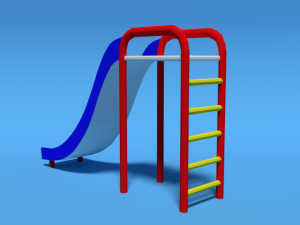 low poly cartoon playground slide 3D Model