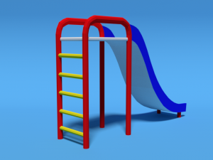 low poly cartoon playground slide 3D Model