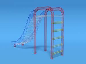 low poly cartoon playground slide 3D Model