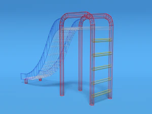 low poly cartoon playground slide 3D Model