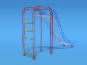low poly cartoon playground slide 3D Model