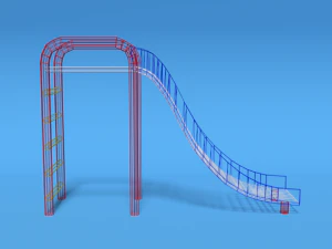 low poly cartoon playground slide 3D Model