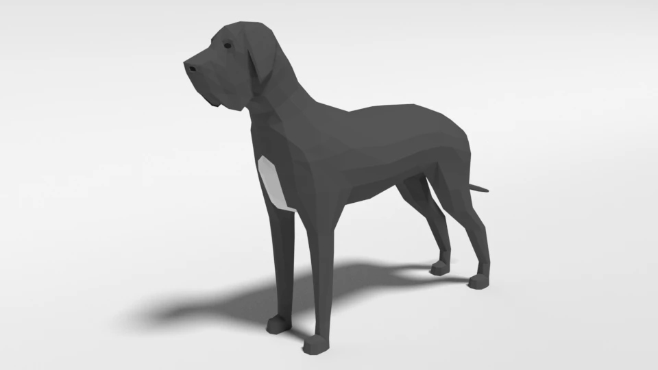 low poly cartoon great dane dog 3D Model .c4d .max .obj .3ds .fbx .stl .blend