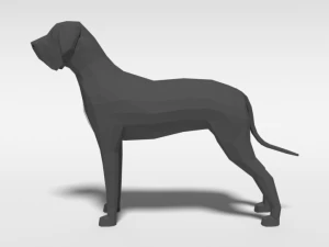 low poly cartoon great dane dog 3D Model
