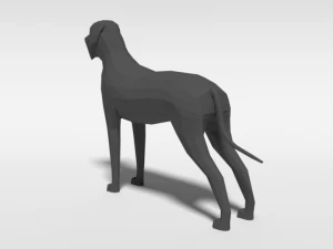 low poly cartoon great dane dog 3D Model