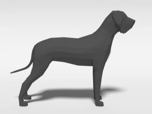 low poly cartoon great dane dog 3D Model