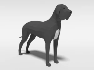 low poly cartoon great dane dog 3D Model