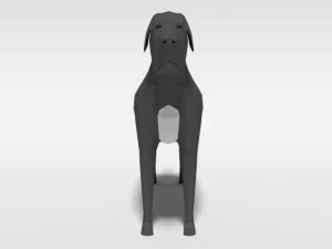 low poly cartoon great dane dog 3D Model