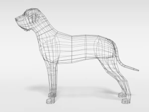 low poly cartoon great dane dog 3D Model