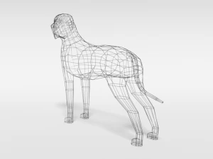 low poly cartoon great dane dog 3D Model