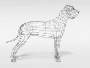 low poly cartoon great dane dog 3D Model