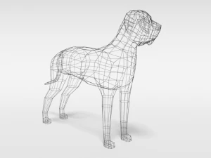 low poly cartoon great dane dog 3D Model