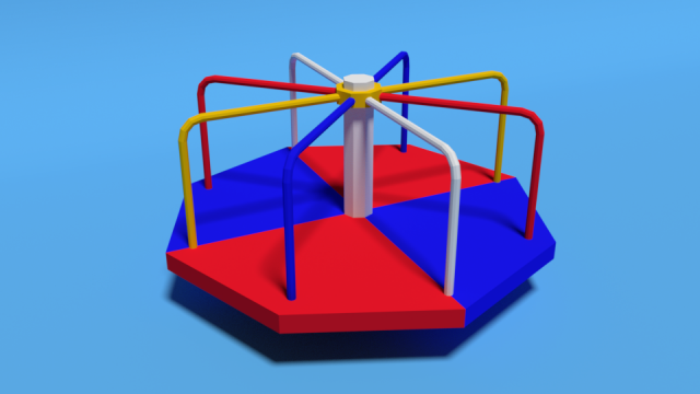 low poly cartoon playground roundabout 3D Model .c4d .max .obj .3ds .fbx .stl .blend 