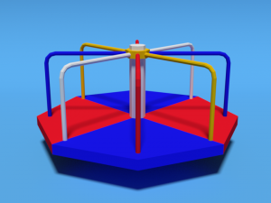 low poly cartoon playground roundabout 3D Model