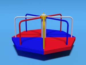 low poly cartoon playground roundabout 3D Model