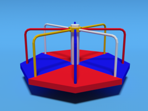low poly cartoon playground roundabout 3D Model