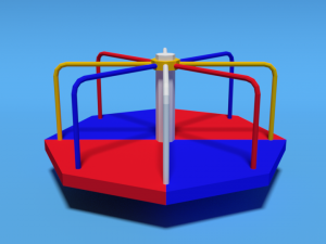 low poly cartoon playground roundabout 3D Model