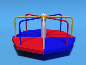 low poly cartoon playground roundabout 3D Model