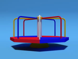low poly cartoon playground roundabout 3D Model
