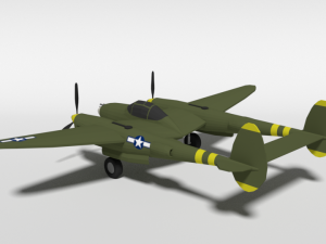 low poly cartoon lockheed p38 - lighting wwii airplane Modelo 3D