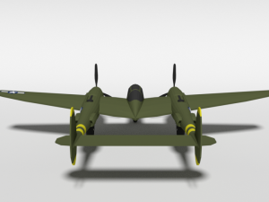 low poly cartoon lockheed p38 - lighting wwii airplane Modelo 3D