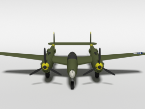 low poly cartoon lockheed p38 - lighting wwii airplane Modelo 3D