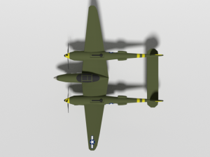 low poly cartoon lockheed p38 - lighting wwii airplane Modelo 3D