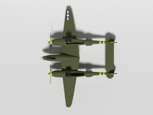 low poly cartoon lockheed p38 - lighting wwii airplane Modelo 3D