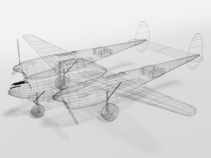 low poly cartoon lockheed p38 - lighting wwii airplane Modelo 3D