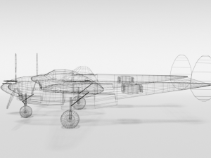 low poly cartoon lockheed p38 - lighting wwii airplane Modelo 3D