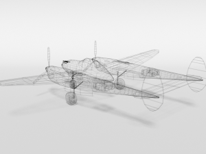 low poly cartoon lockheed p38 - lighting wwii airplane Modelo 3D