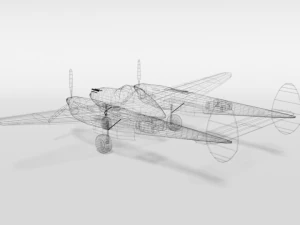 low poly cartoon lockheed p38 - lighting wwii airplane 3D Model