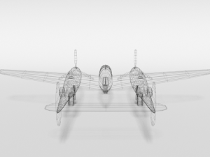 low poly cartoon lockheed p38 - lighting wwii airplane Modelo 3D