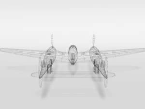 low poly cartoon lockheed p38 - lighting wwii airplane 3D Model