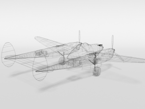 low poly cartoon lockheed p38 - lighting wwii airplane Modelo 3D