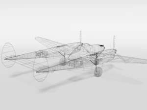 low poly cartoon lockheed p38 - lighting wwii airplane 3D Model