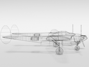 low poly cartoon lockheed p38 - lighting wwii airplane Modelo 3D