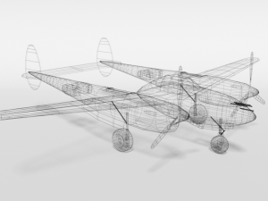 low poly cartoon lockheed p38 - lighting wwii airplane Modelo 3D