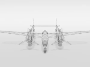 low poly cartoon lockheed p38 - lighting wwii airplane 3D Model