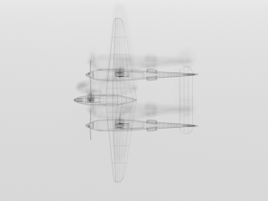 low poly cartoon lockheed p38 - lighting wwii airplane Modelo 3D