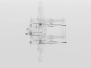low poly cartoon lockheed p38 - lighting wwii airplane 3D Model