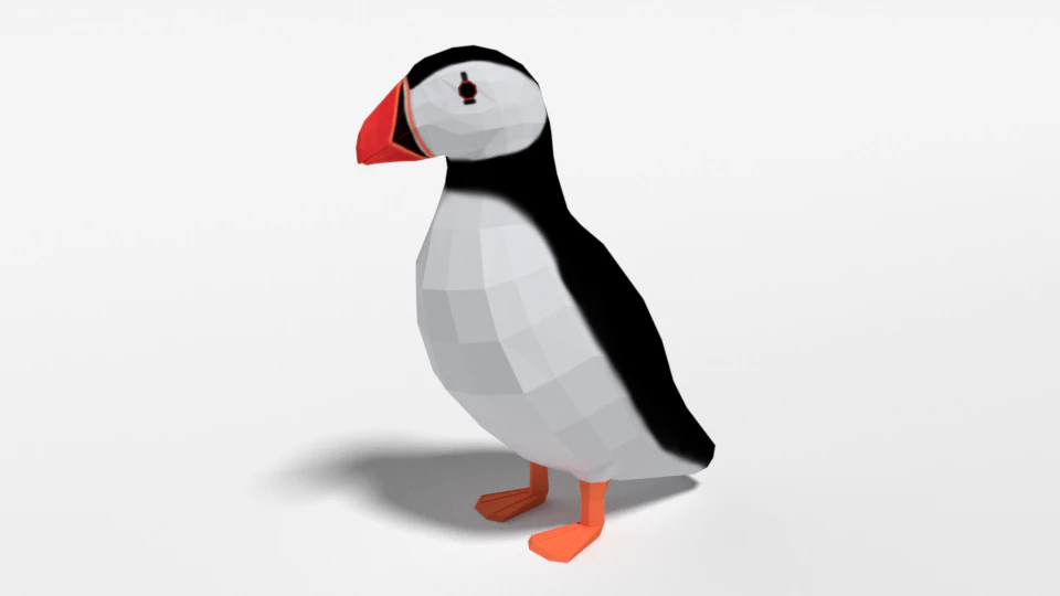 low poly cartoon puffin 3D Model .c4d .max .obj .3ds .fbx .stl .blend 
