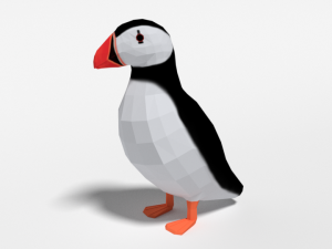 low poly cartoon puffin Modelo 3D