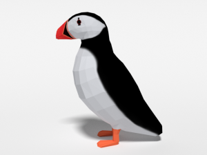 low poly cartoon puffin Modelo 3D